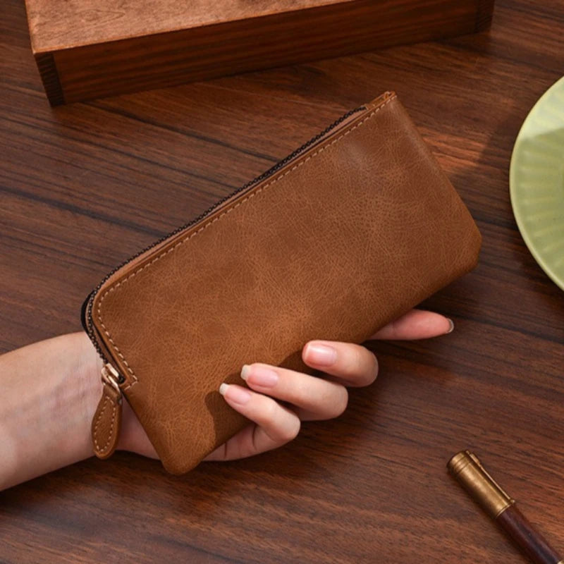 New men's long zipper wallet large capacity multi-card business Leather clutch wallet